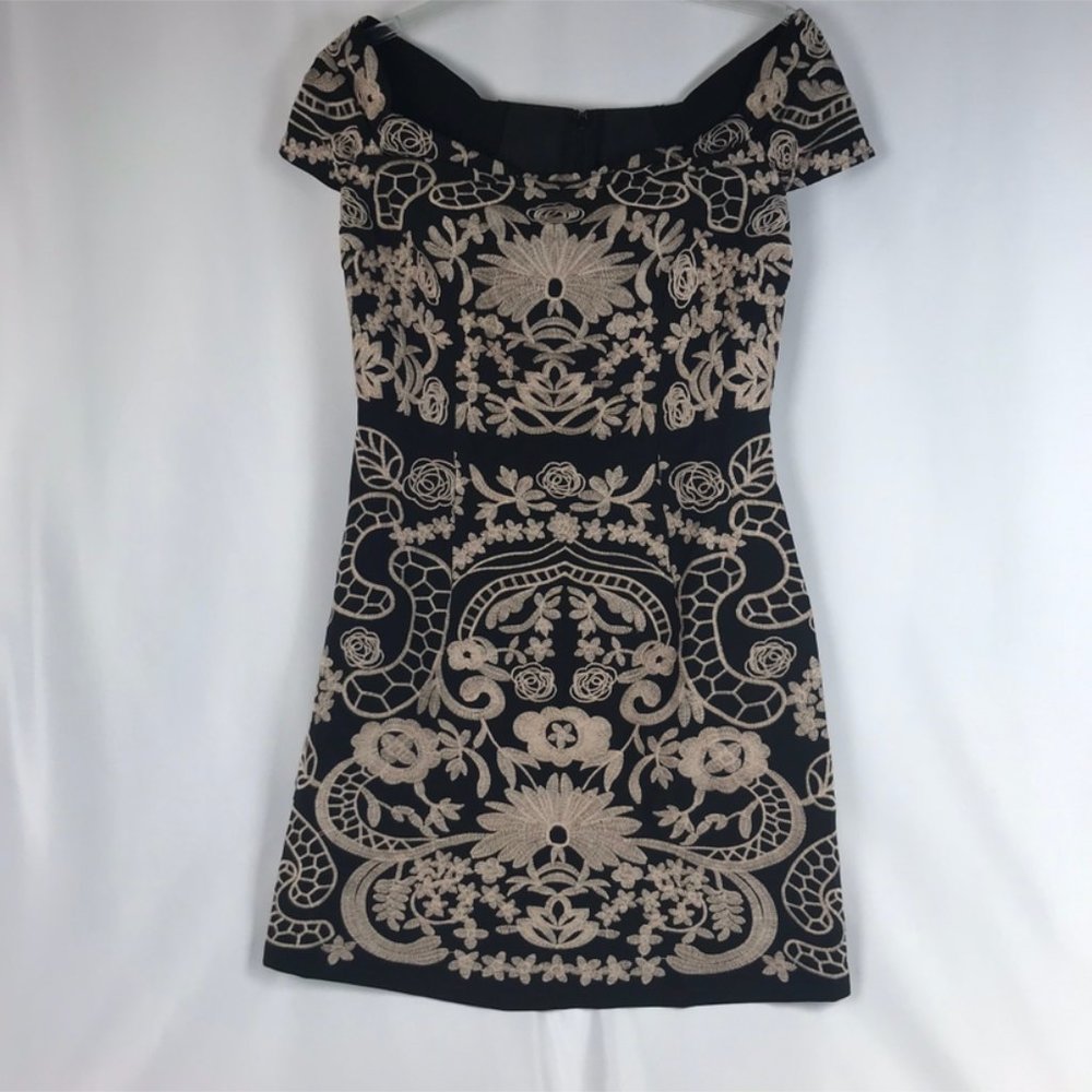 NWT- Foxiedox Black Embroidered off shoulder dress - Picture 5 of 7